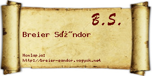 Breier Sándor névjegykártya